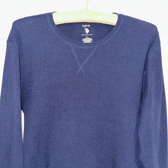 U.S. Polo Assn. L Navy Waffle Knit Sleep PJ Top - Picture 3 of 8